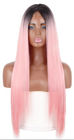 Blonde Straight Natural Human Hair Wigs Extensions Pink Color