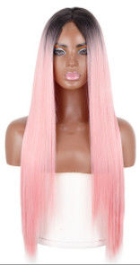 Цвет белокурых прямых естественных расширений париков человеческих волос розовый